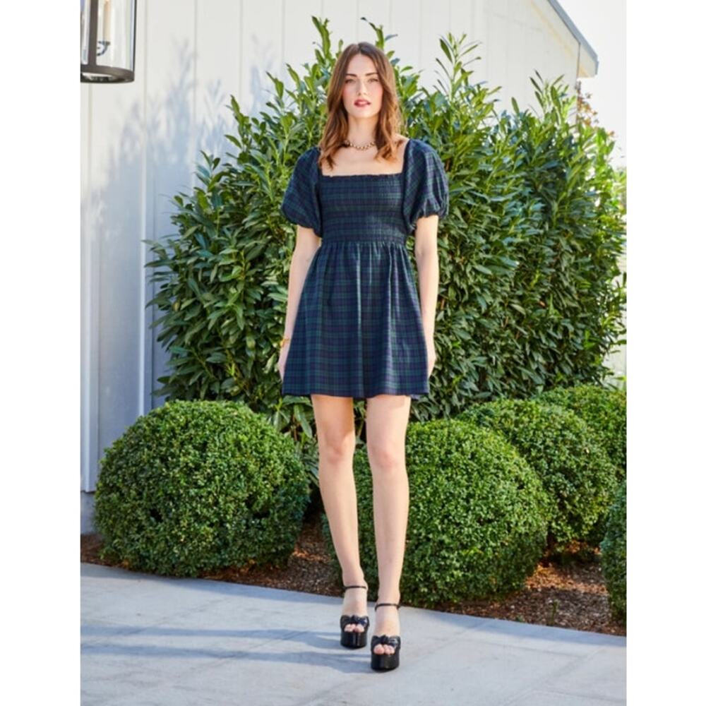 Maxwell & Geradline The Sarah Short Tartan Plaid Mini Dress Preppy Blackwatch M